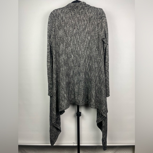 Lucky Brand Gray Knit Cotton Blend Open Front Asymmetrical Hem Sweater - Picture 2 of 5